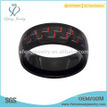 Hochzeit vergoldet schwarz und rot Carbon Fiber Inlay Titan Ring für Männer